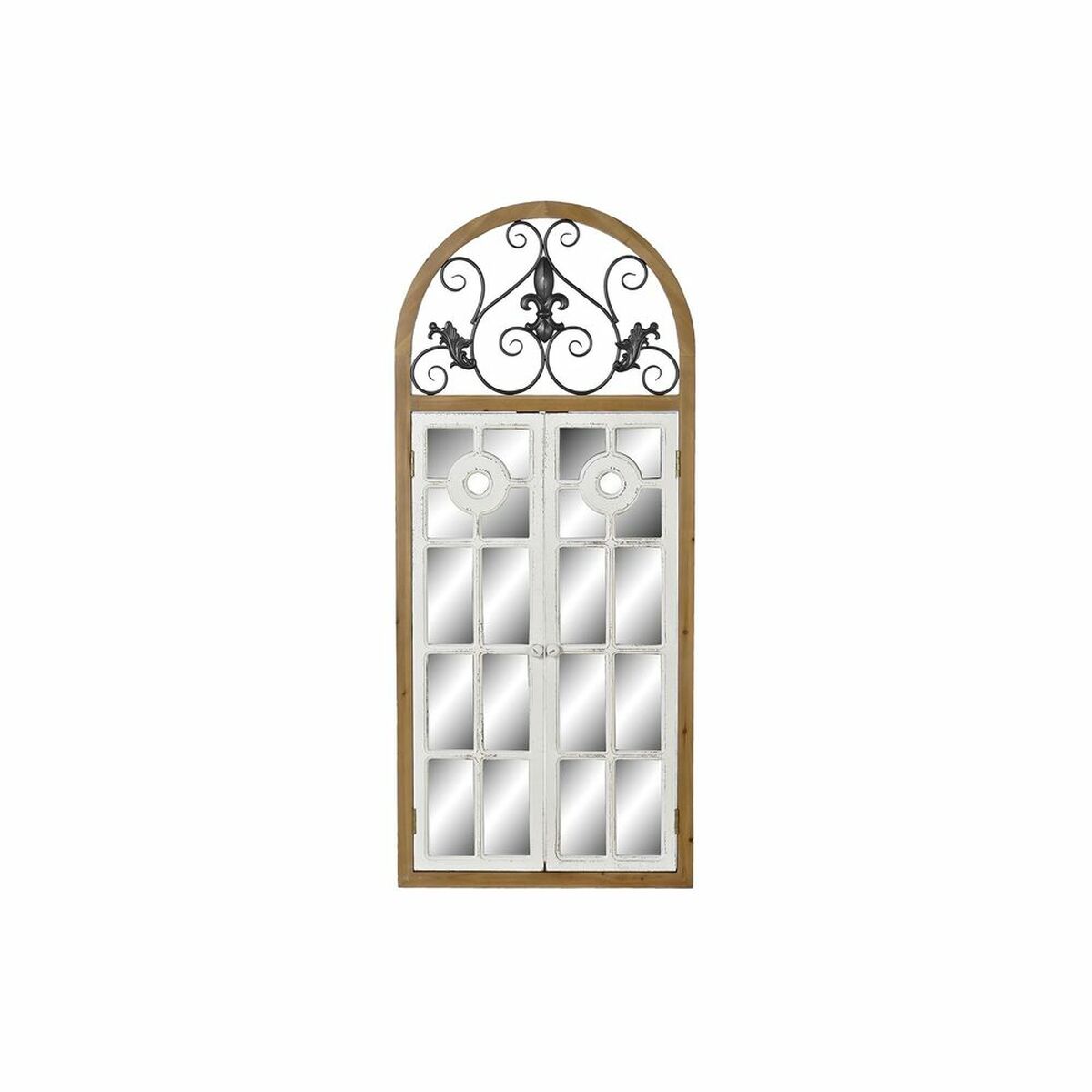 Väggspegel DKD Home Decor Vit Naturell Mörkgrå Alpino Fönster 60 x 5 x 138 cm - 8
