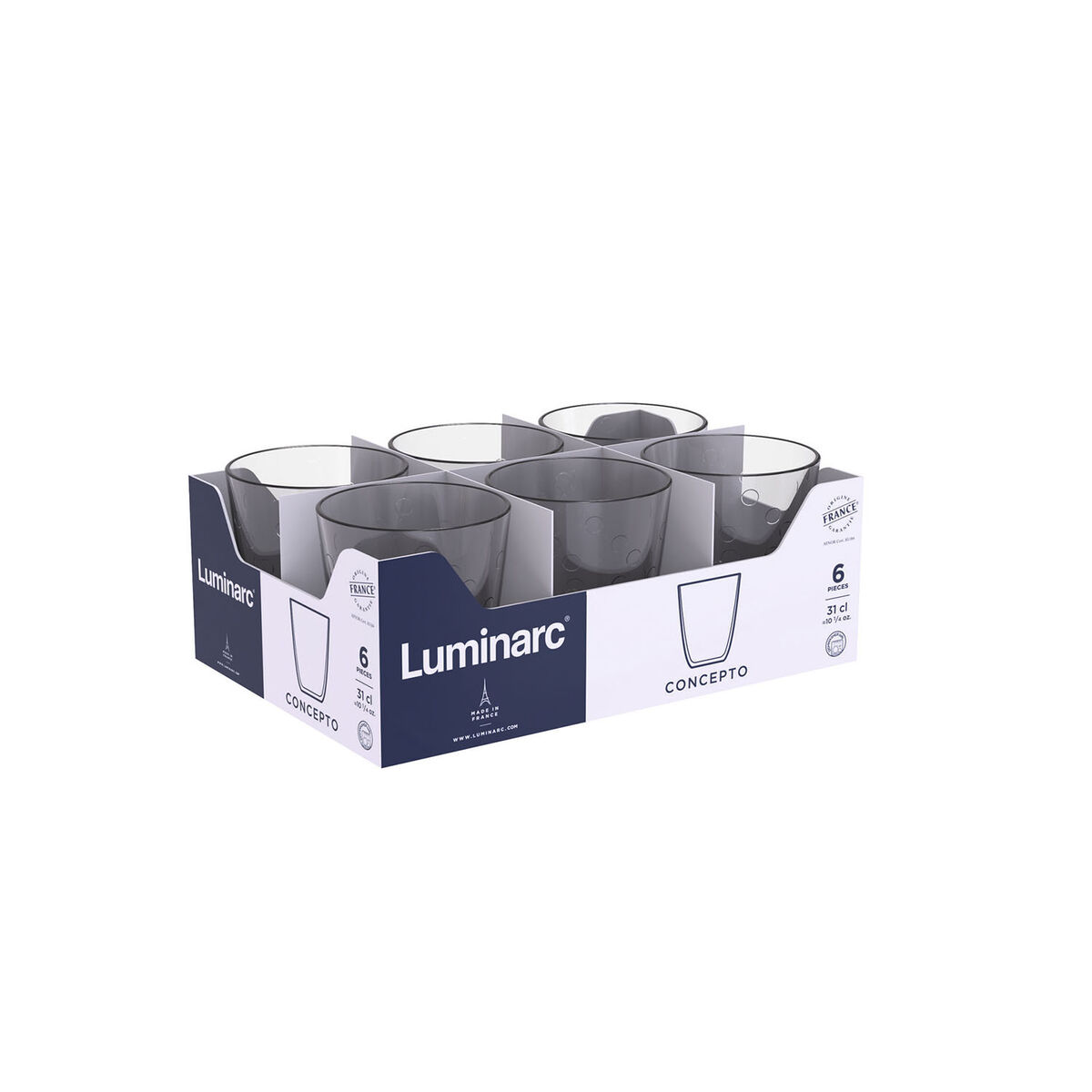 Glas Luminarc Concepto Pepite Grå Glas 310 ml (24 antal) - 4