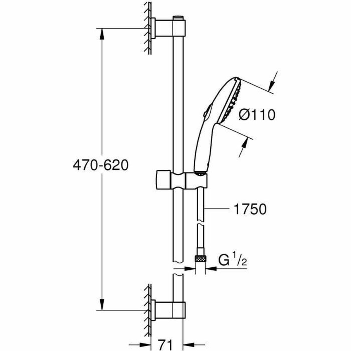 Duschpelare Grohe Vitalio Start 110 Chrome Metall - 3