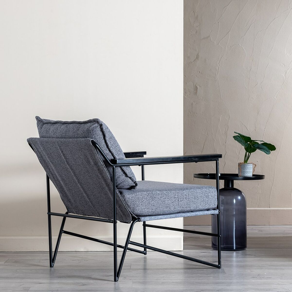 Fåtölj 69 x 79 x 82 cm Syntetmaterial Grå Metall - 9