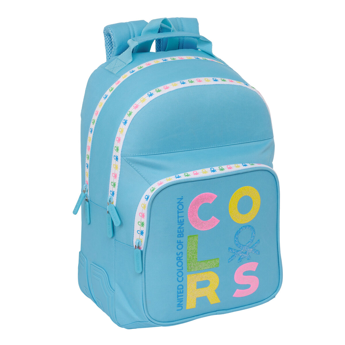 Skolryggsäck Benetton Spring Celeste 32 x 42 x 15 cm
