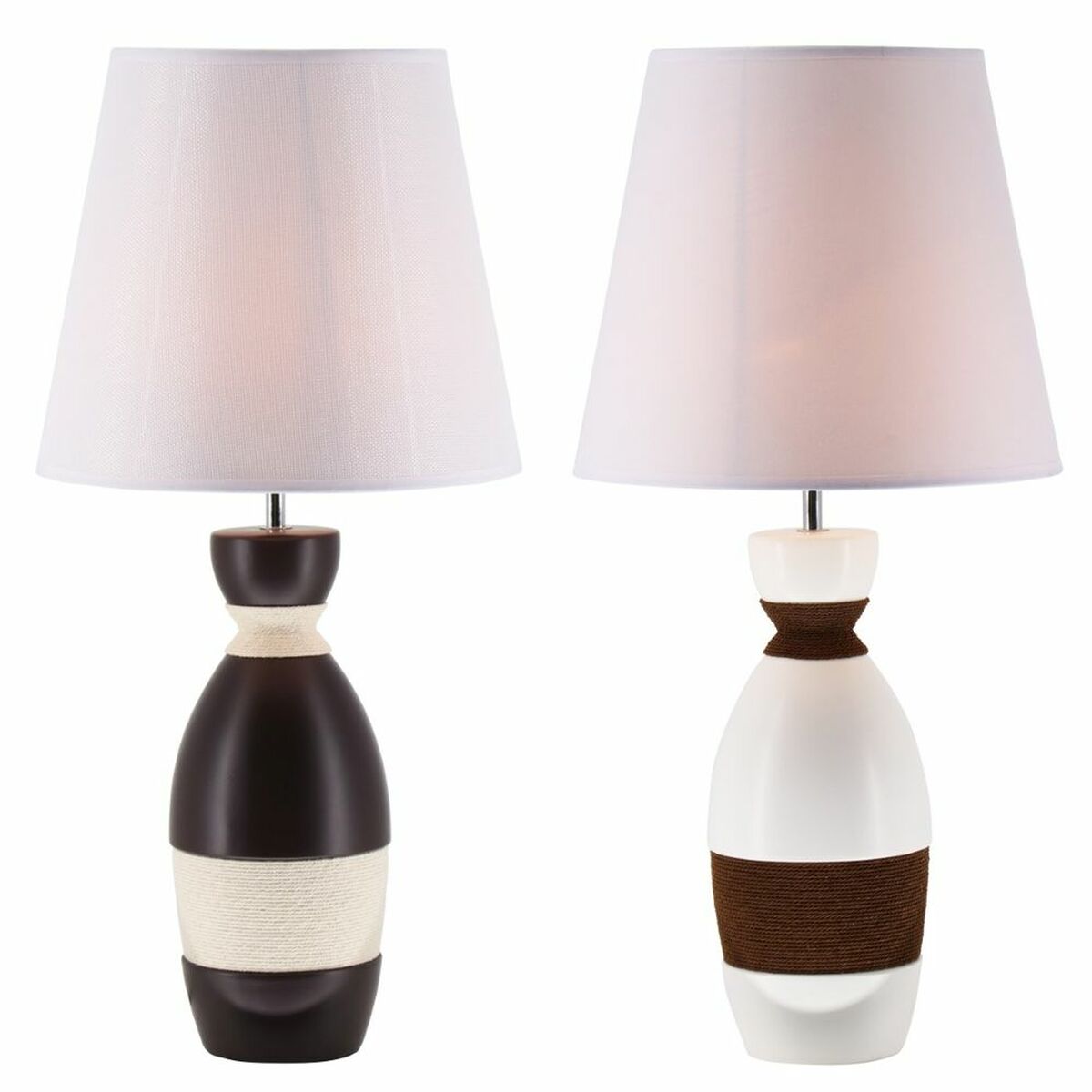 Bordslampa DKD Home Decor Keramik Brun Snöre Vit 30 x 30 x 61 cm 220 V 50 W (2 antal) - 2