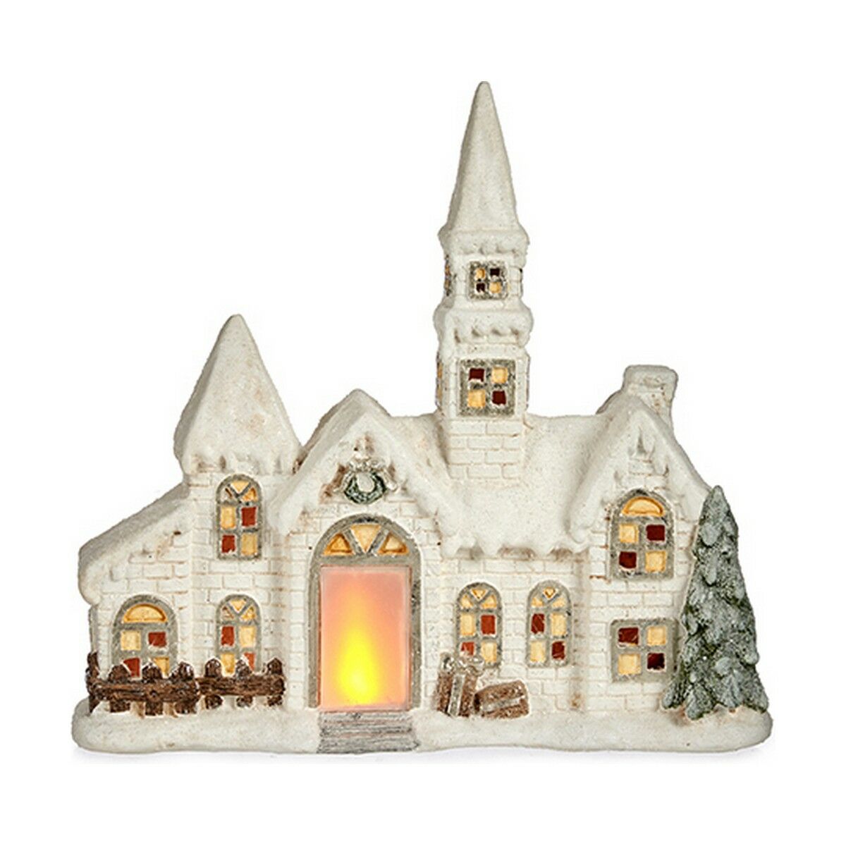 Prydnadsfigur Krist+ Vit Hus Jul 11 x 47,5 x 49 cm LED Ljus