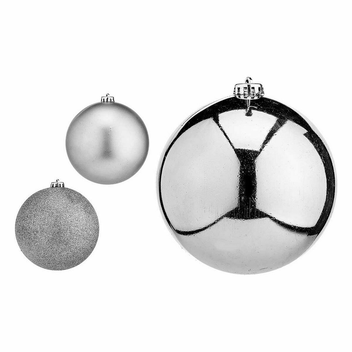 Uppsättning av julkulor Krist+ Silvrig Plast Ø 15 cm (4 antal) - 4