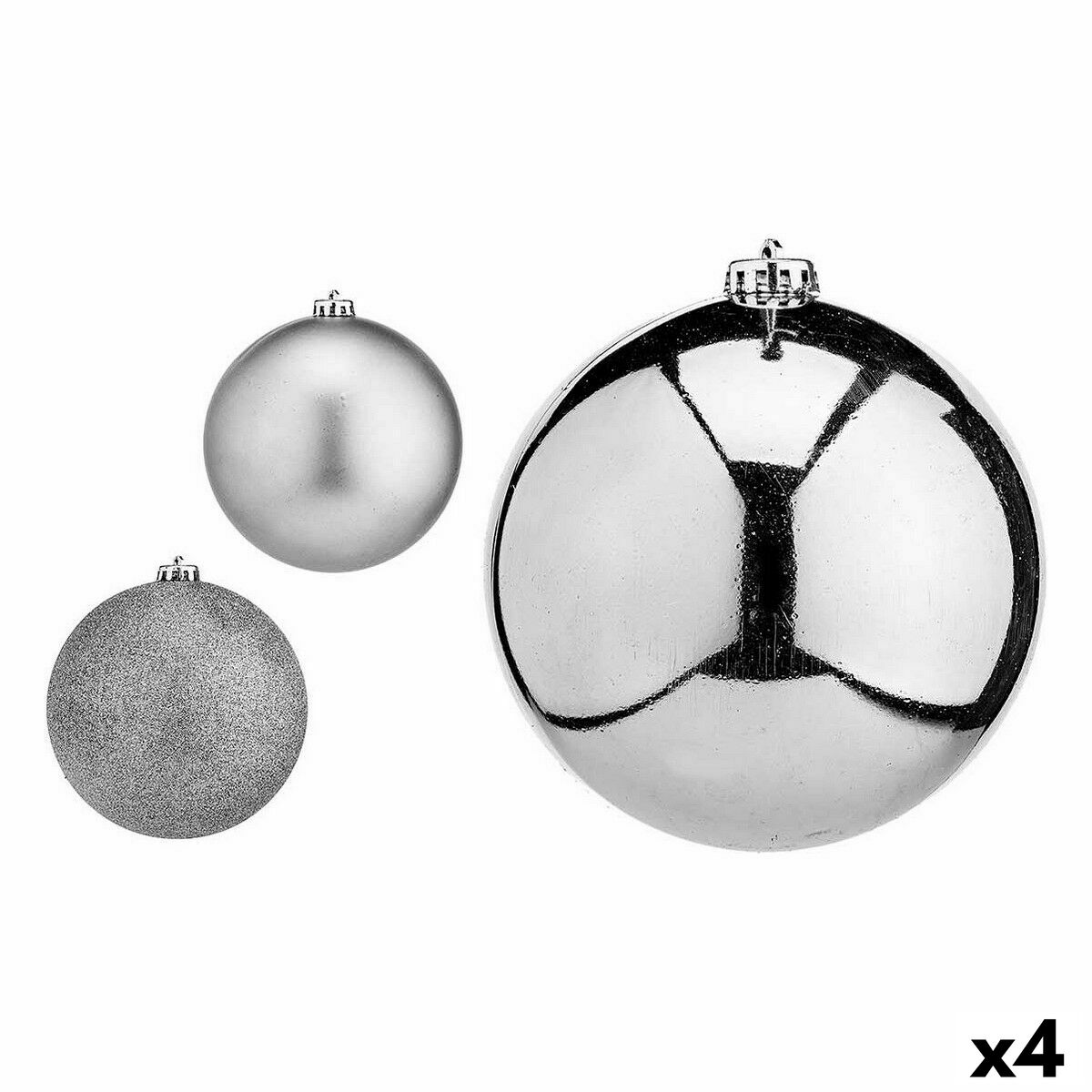 Uppsättning av julkulor Krist+ Silvrig Plast Ø 15 cm (4 antal)