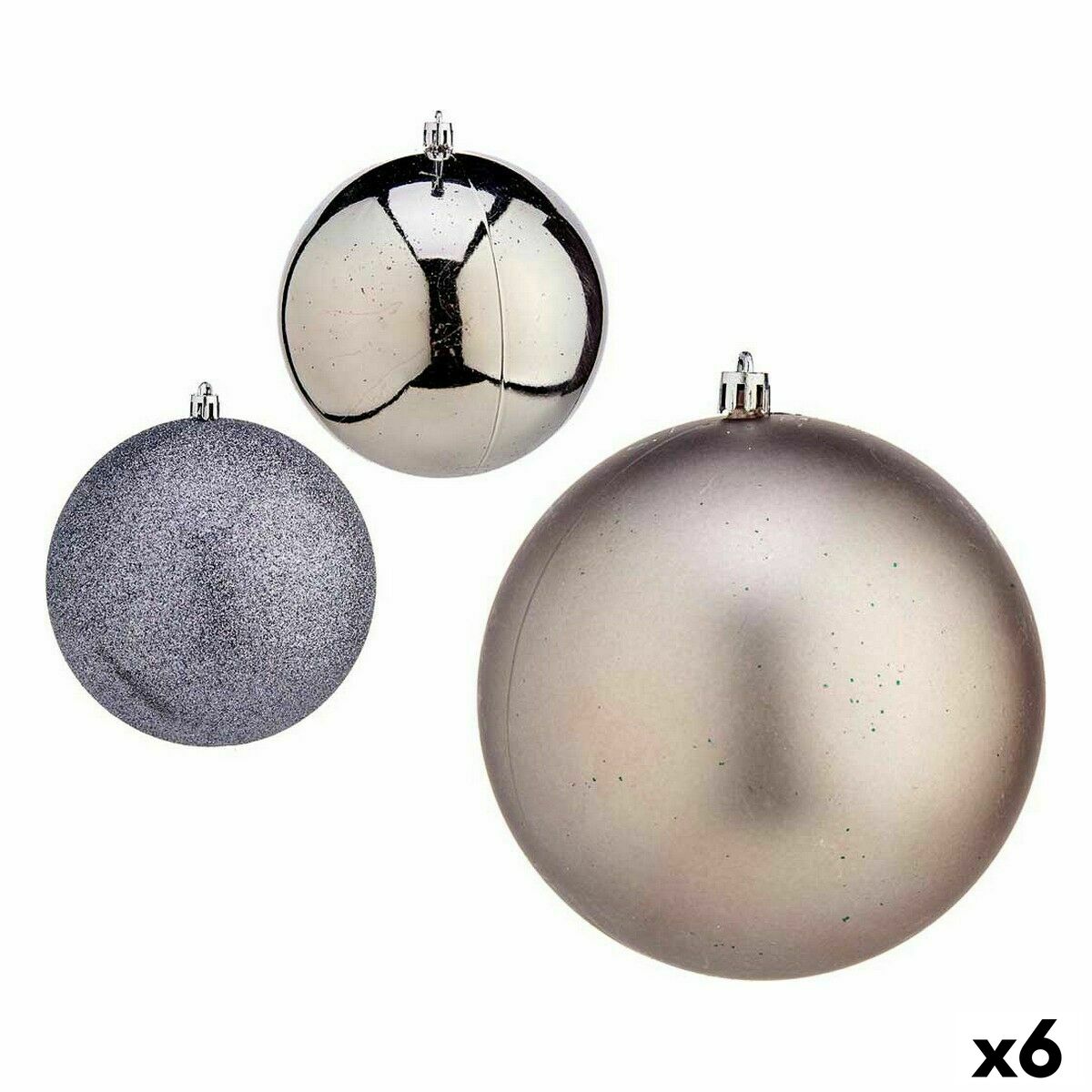 Uppsättning av julkulor Krist+ Silvrig Plast Ø 12 cm (6 antal) - 3
