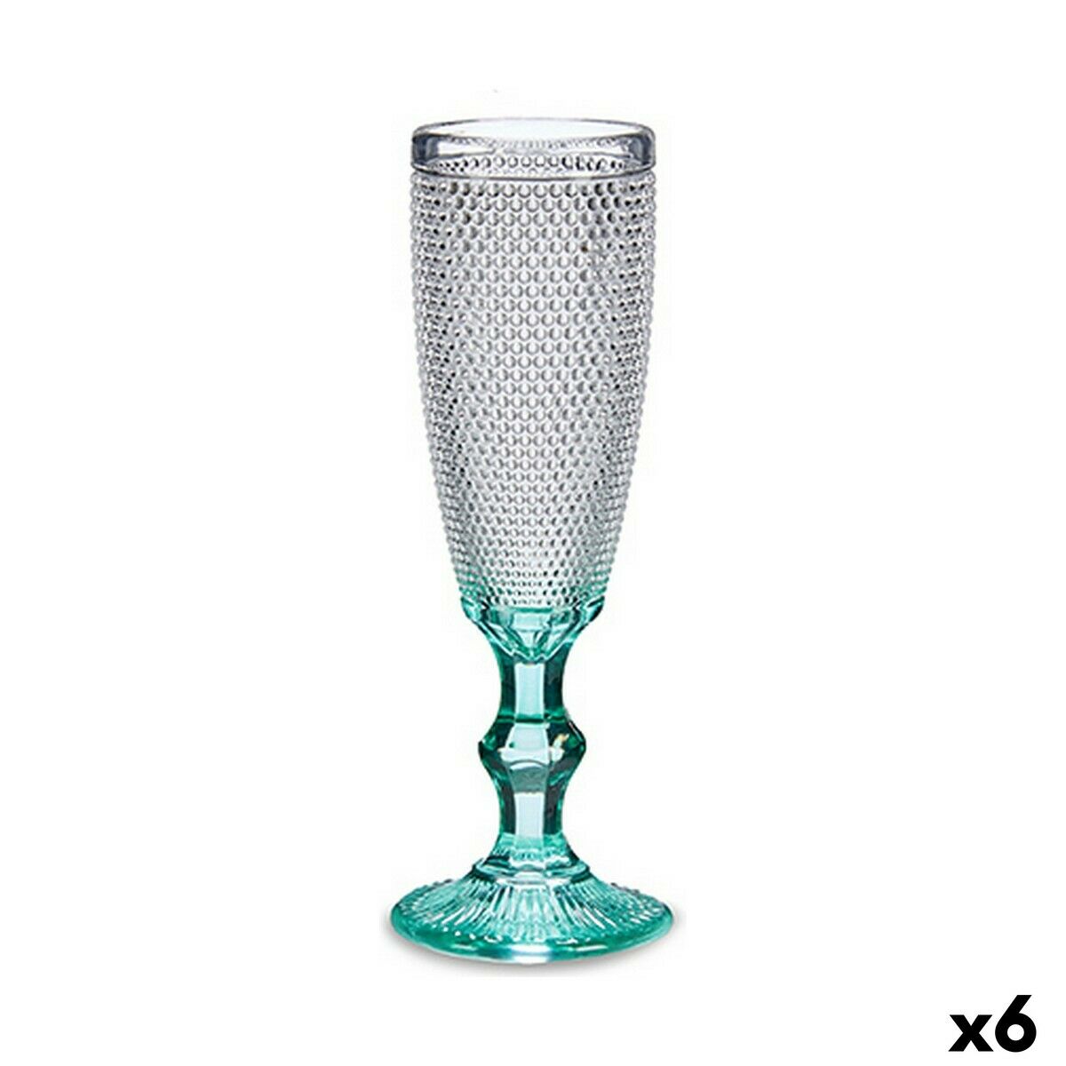 Champagneglas Vivalto Transparent Turkos Glas 185 ml Poäng (6 antal) - 5