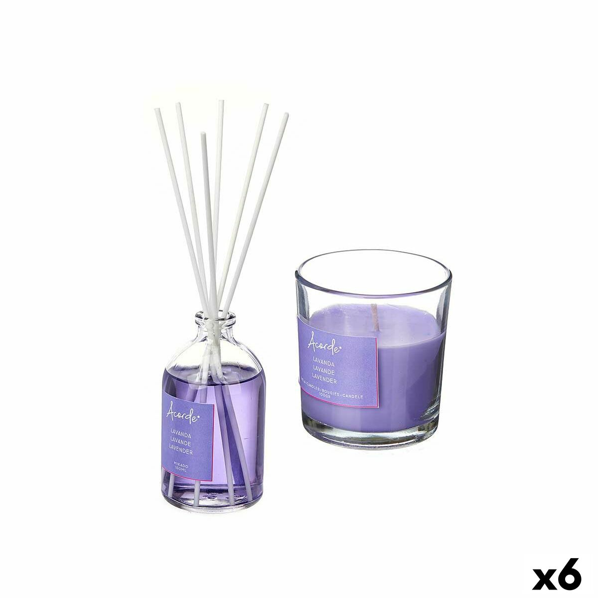 Set med luftfräschare Acorde Lavendel 100 ml (6 antal)