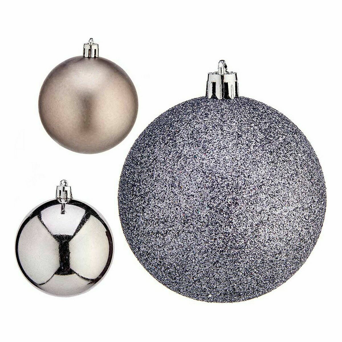 Uppsättning av julkulor Krist+ Silvrig Plast Ø 7 cm (12 antal) - 4