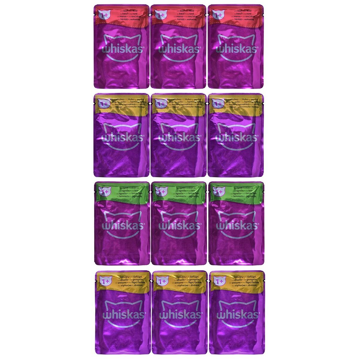 Kattmat Whiskas Classic Meals Kyckling Kalvkött Lamm Fåglar 12 x 85 g - 6