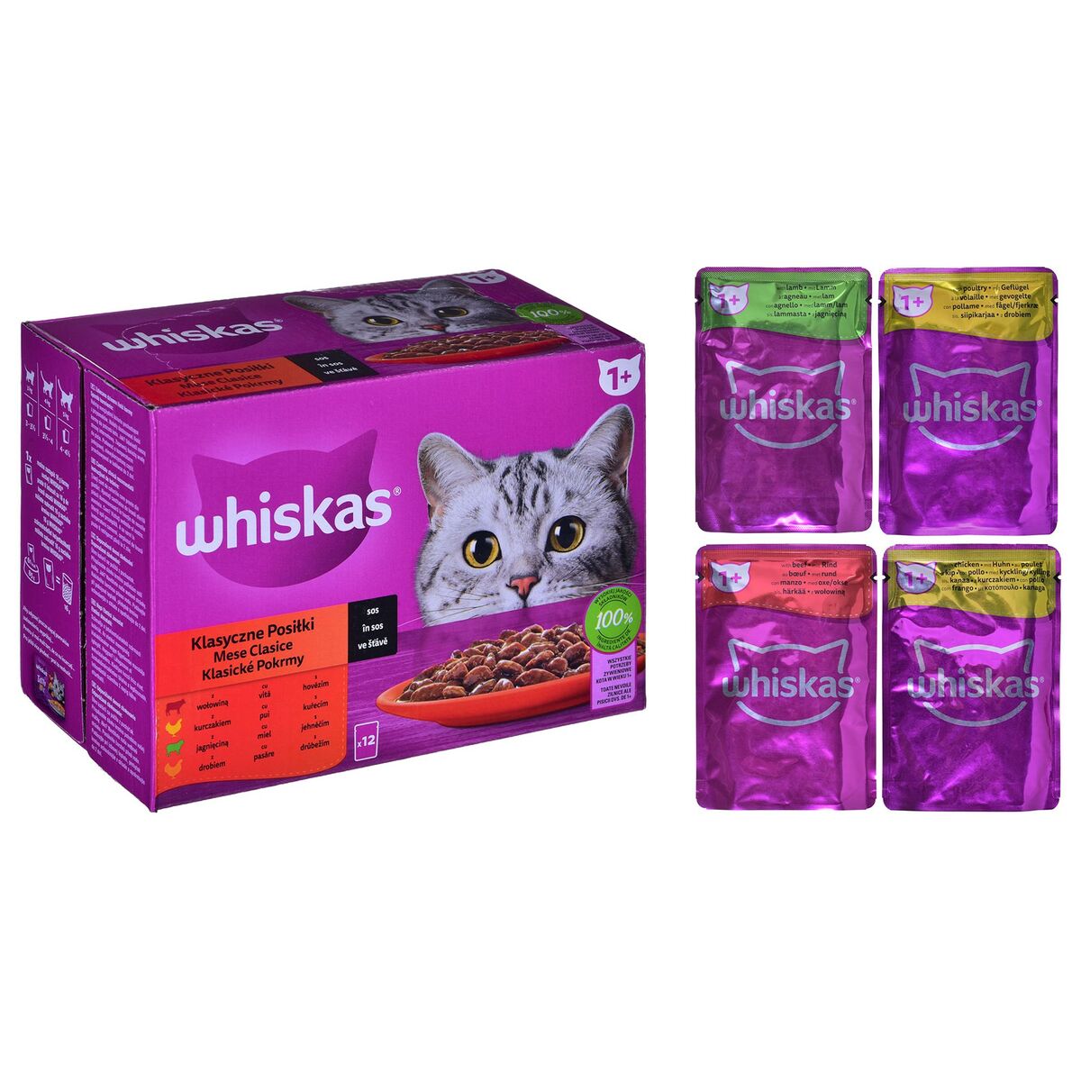 Kattmat Whiskas Classic Meals Kyckling Kalvkött Lamm Fåglar 12 x 85 g - 9