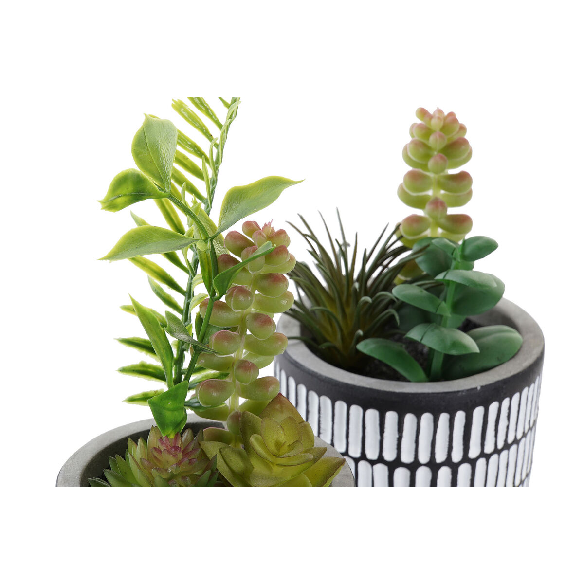 Dekorativ växt DKD Home Decor Keramik Svart Polyetylen Vit Grön (7 x 7 x 19 cm) (2 antal) - 3