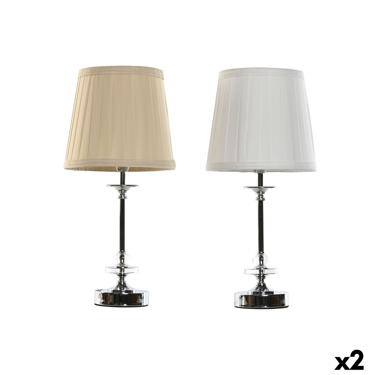 Bordslampa Home ESPRIT Vit Beige Metall 25 W 220 V 20 x 20 x 43 cm (2 antal) - 6