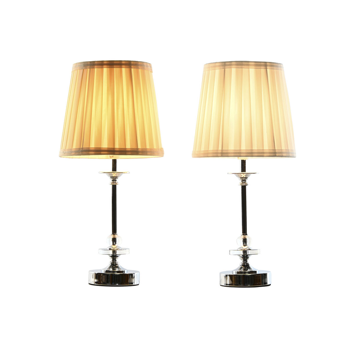 Bordslampa Home ESPRIT Vit Beige Metall 25 W 220 V 20 x 20 x 43 cm (2 antal) - 2