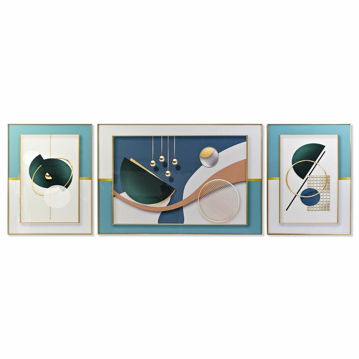 3-ramsset DKD Home Decor Aluminium Trä MDF 240 x 3 x 80 cm (3 Delar)