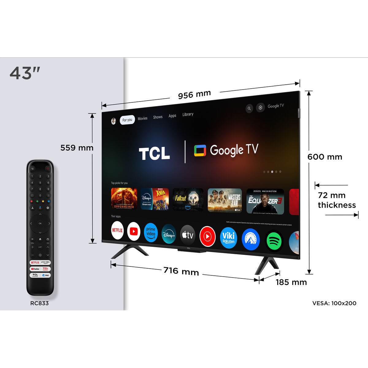 Smart TV TCL 43P7K 43" 4K Ultra HD LED HDR D-LED QLED - 3
