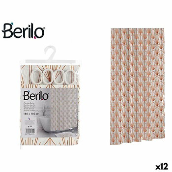 Duschdraperi Berilo Art Nouveau Vit Brons Plast 180 x 180 x 0,008 cm (12 antal)