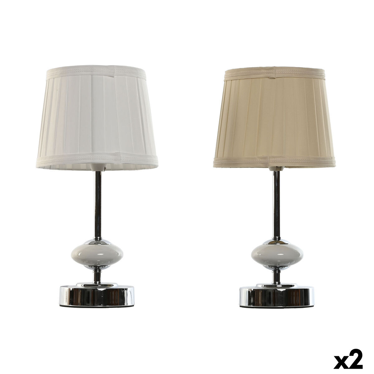 Bordslampa Home ESPRIT Vit Beige Metall Porslin 20 W 220 V 17,5 x 17,5 x 35 cm (2 antal) - 6