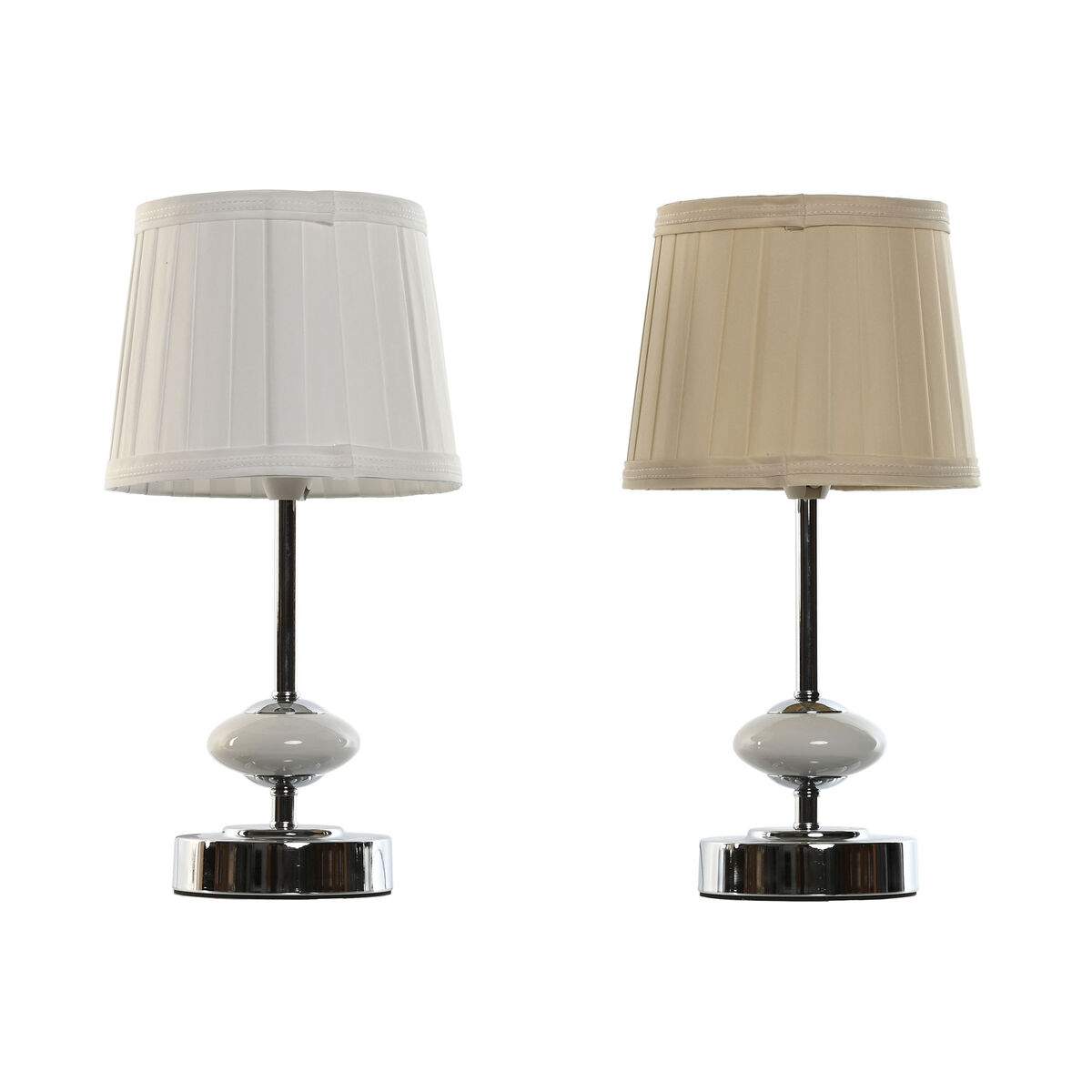 Bordslampa Home ESPRIT Vit Beige Metall Porslin 20 W 220 V 17,5 x 17,5 x 35 cm (2 antal)