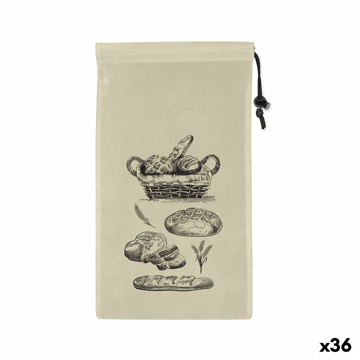 Set med återanvändningsbara livsmedelspåsar Quttin Bröd TNT (Non Woven) 2 Delar 25 x 45 cm (36 antal) - 3
