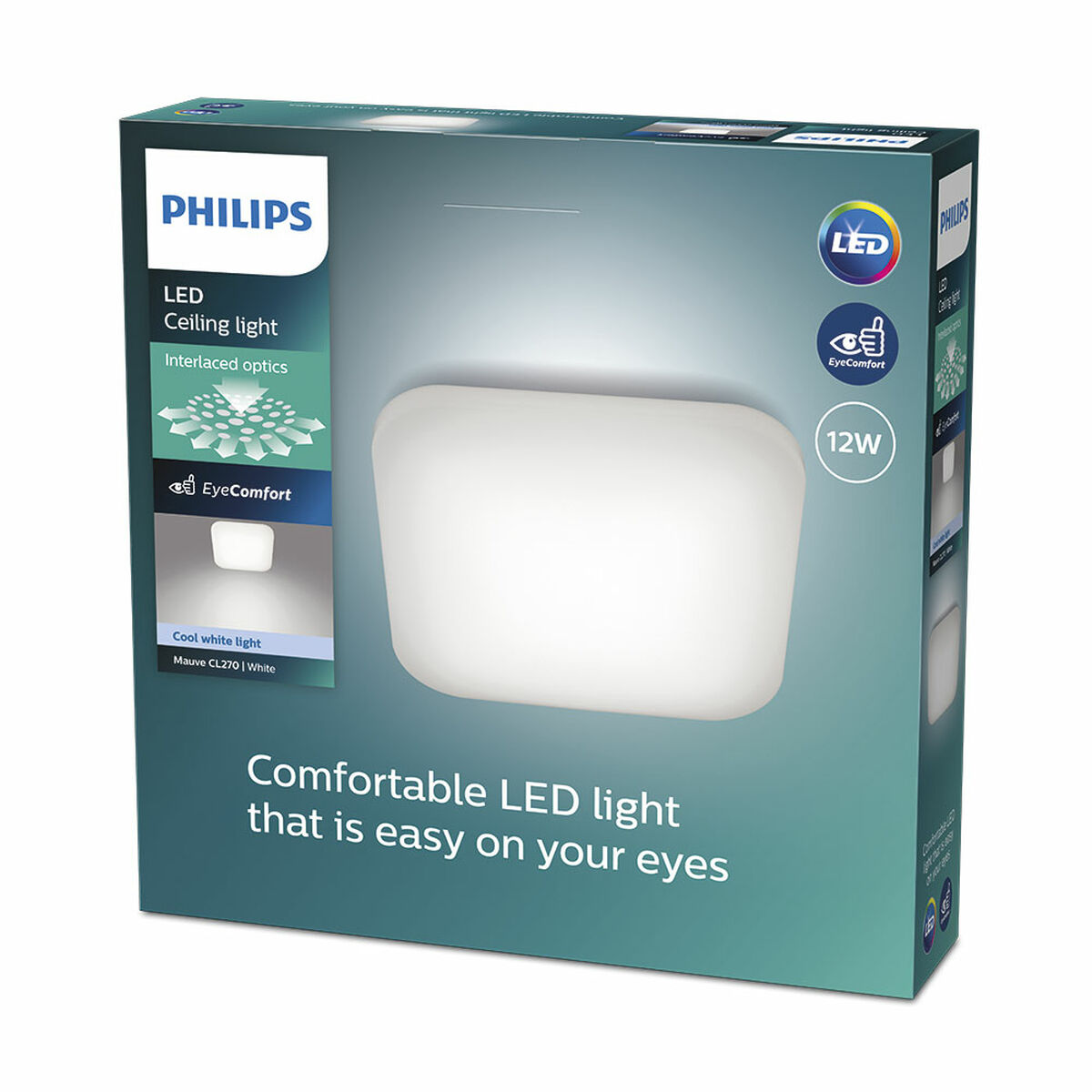 Infälld taklampa med LED Philips mauve 12 W 26 x 26 x 6,5 cm Vit Metall (4000 K) - 2
