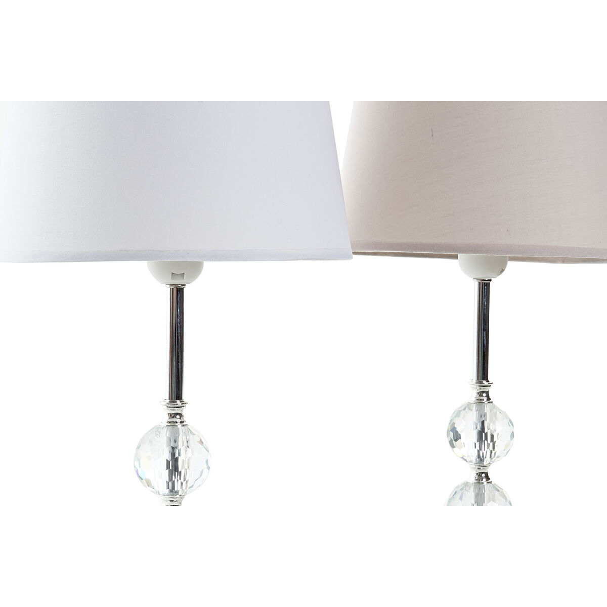 Bordslampa Home ESPRIT Vit Beige Metall Glas 50 W 220 V 23 x 23 x 46 cm (2 antal) - 3