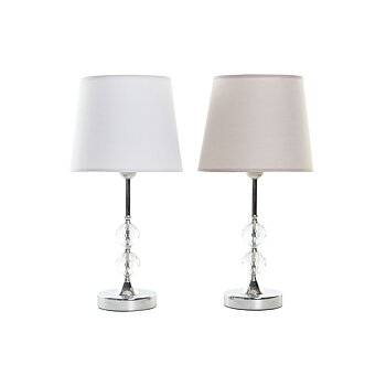 Bordslampa Home ESPRIT Vit Beige Metall Glas 50 W 220 V 23 x 23 x 46 cm (2 antal)