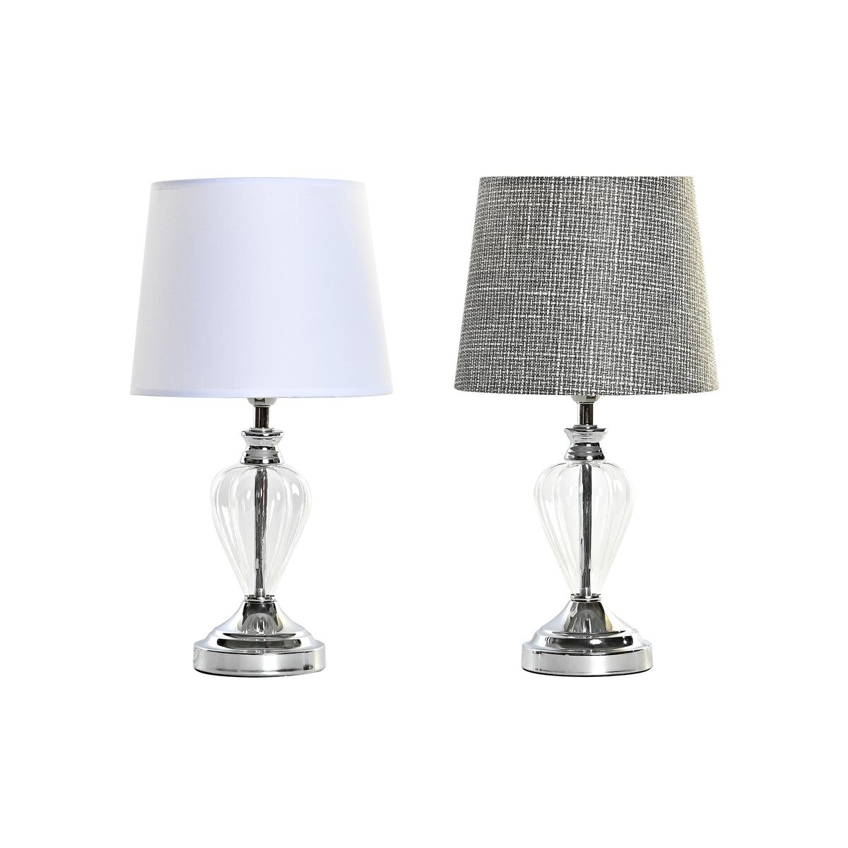 Bordslampa Home ESPRIT Vit Grå Metall Glas 20 x 20 x 37 cm (2 antal)