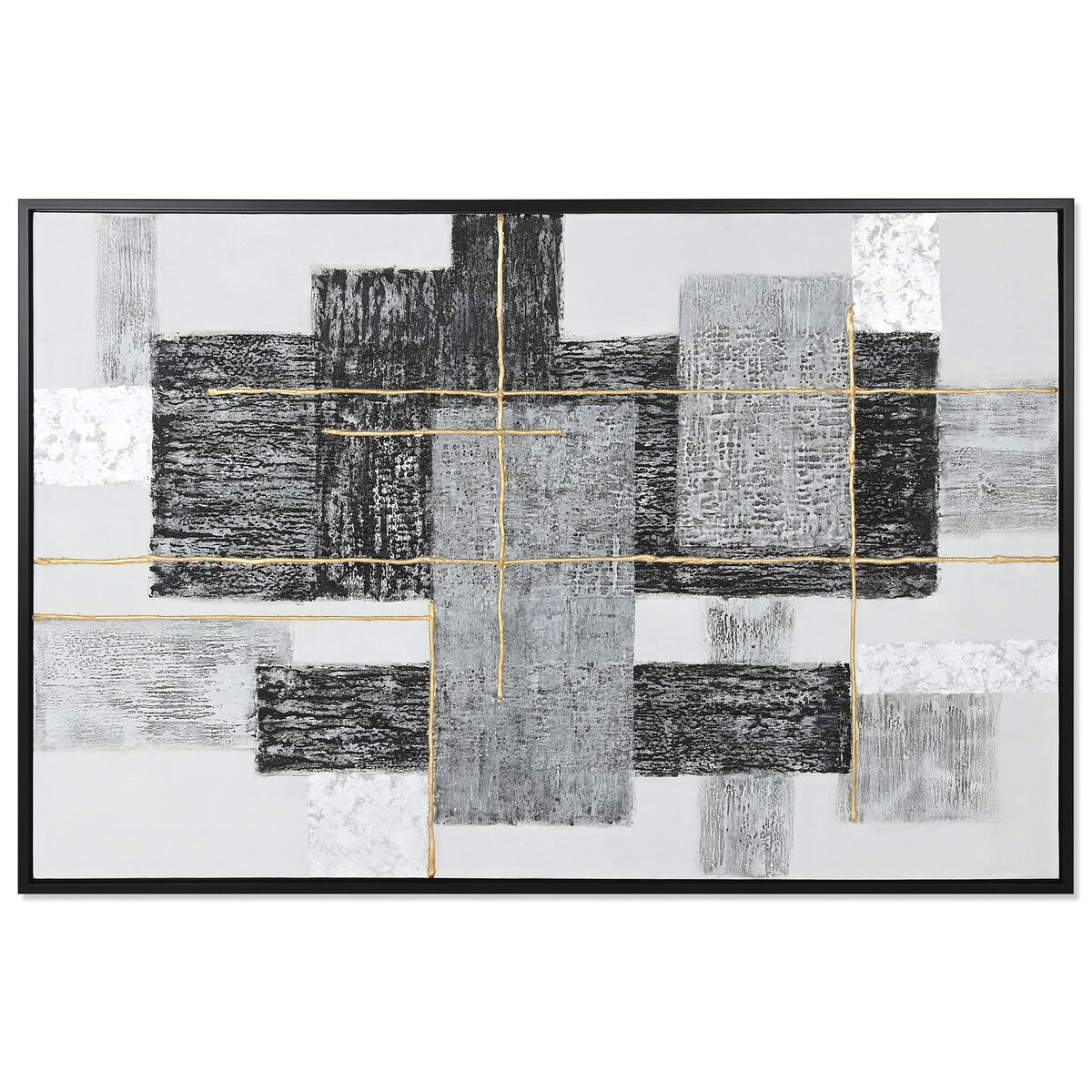 Tavla Home ESPRIT Vit Svart Gyllene Modern 156 x 3,8 x 106 cm