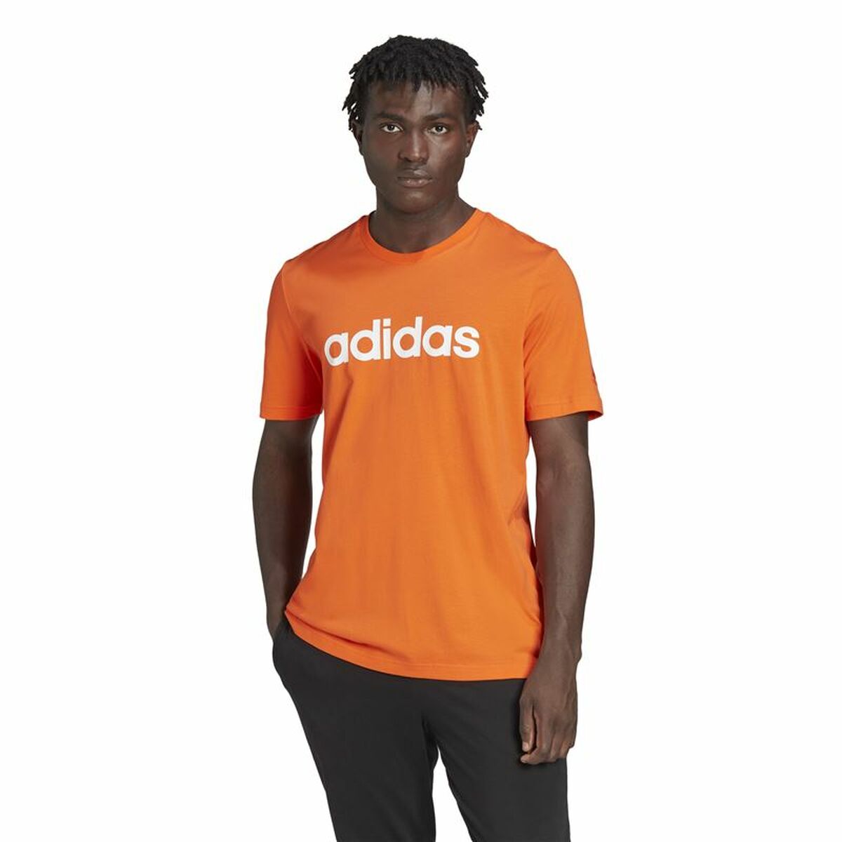 T-shirt med kortärm Herr Adidas  Essentials Embroidered Linear Orange - 6