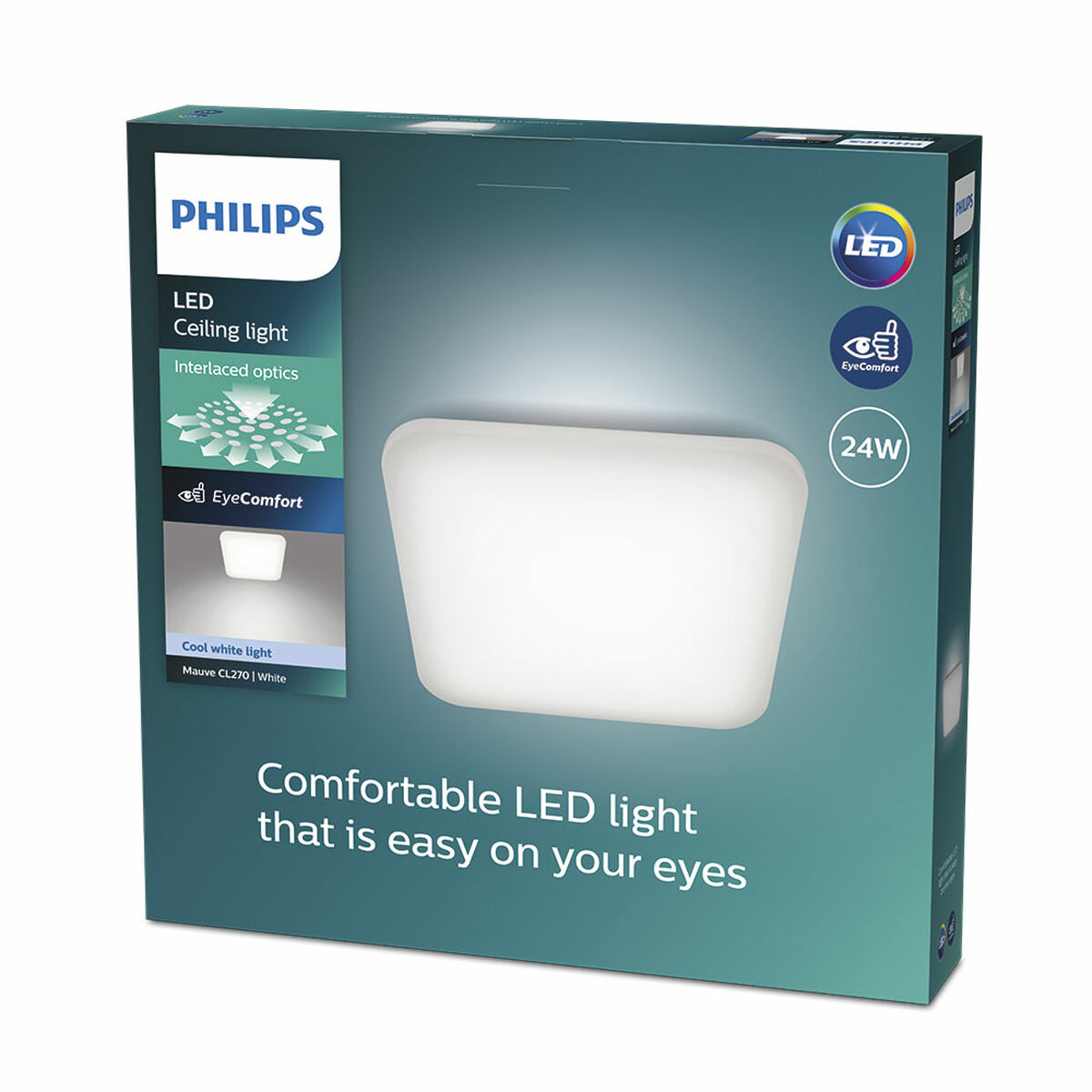 Infälld taklampa med LED Philips mauve 24 W 43 x 43 x 7,5 cm Vit Metall (4000 K) - 2