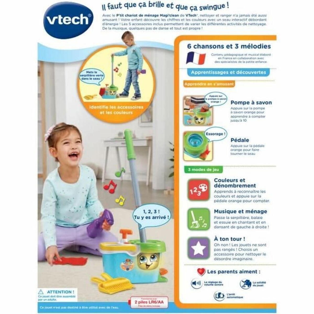 Rengörings & Lagrings-kit Vtech Little Magi'clean Cleaning Trolley Leksaker - 3