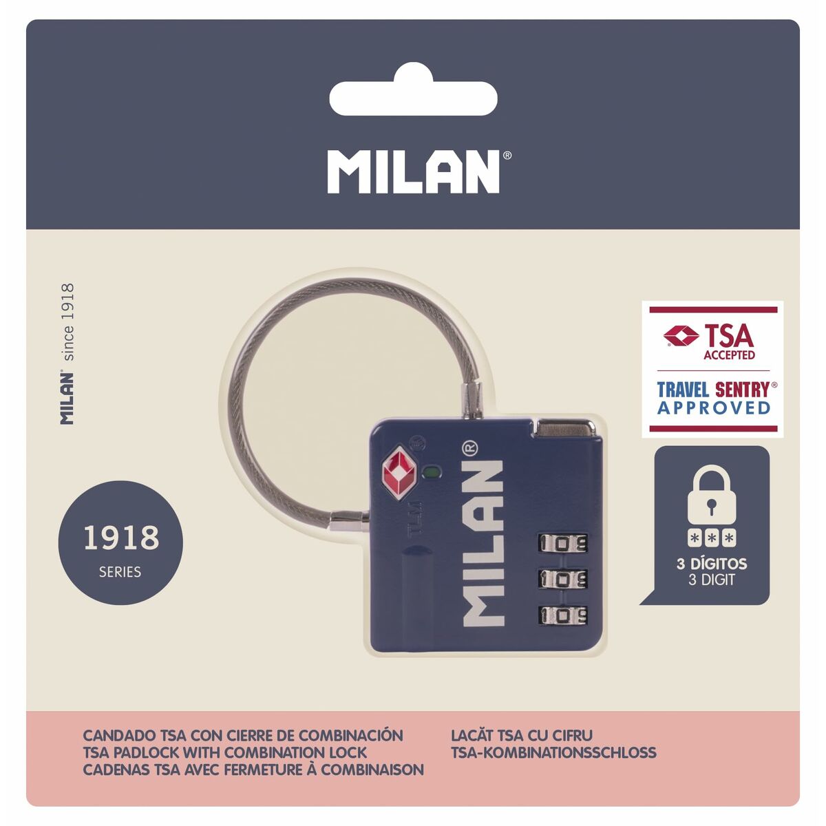 Hänglås med kod Milan Metall - 2