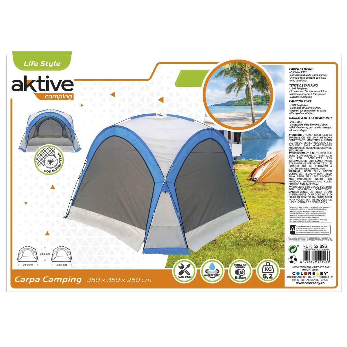 Strandtält Aktive Myggnät Camping 350 x 260 x 350 cm - 7