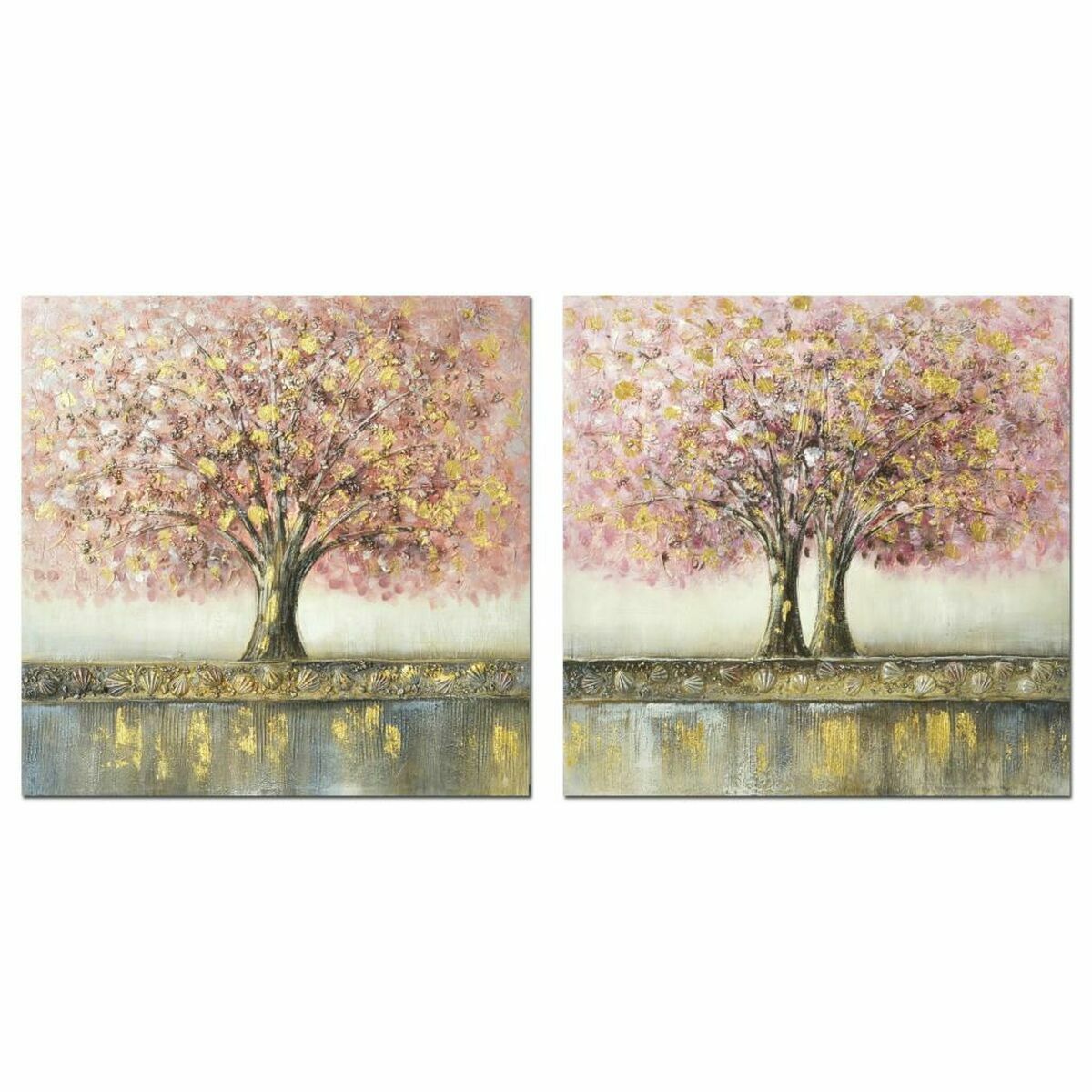 Tavla DKD Home Decor Träd 80 x 3 x 80 cm Traditionell (2 antal)