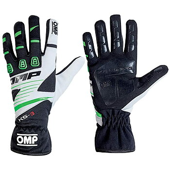 Karting Gloves OMP KS-3 MY2018 XXS kart Vit Svart Grön