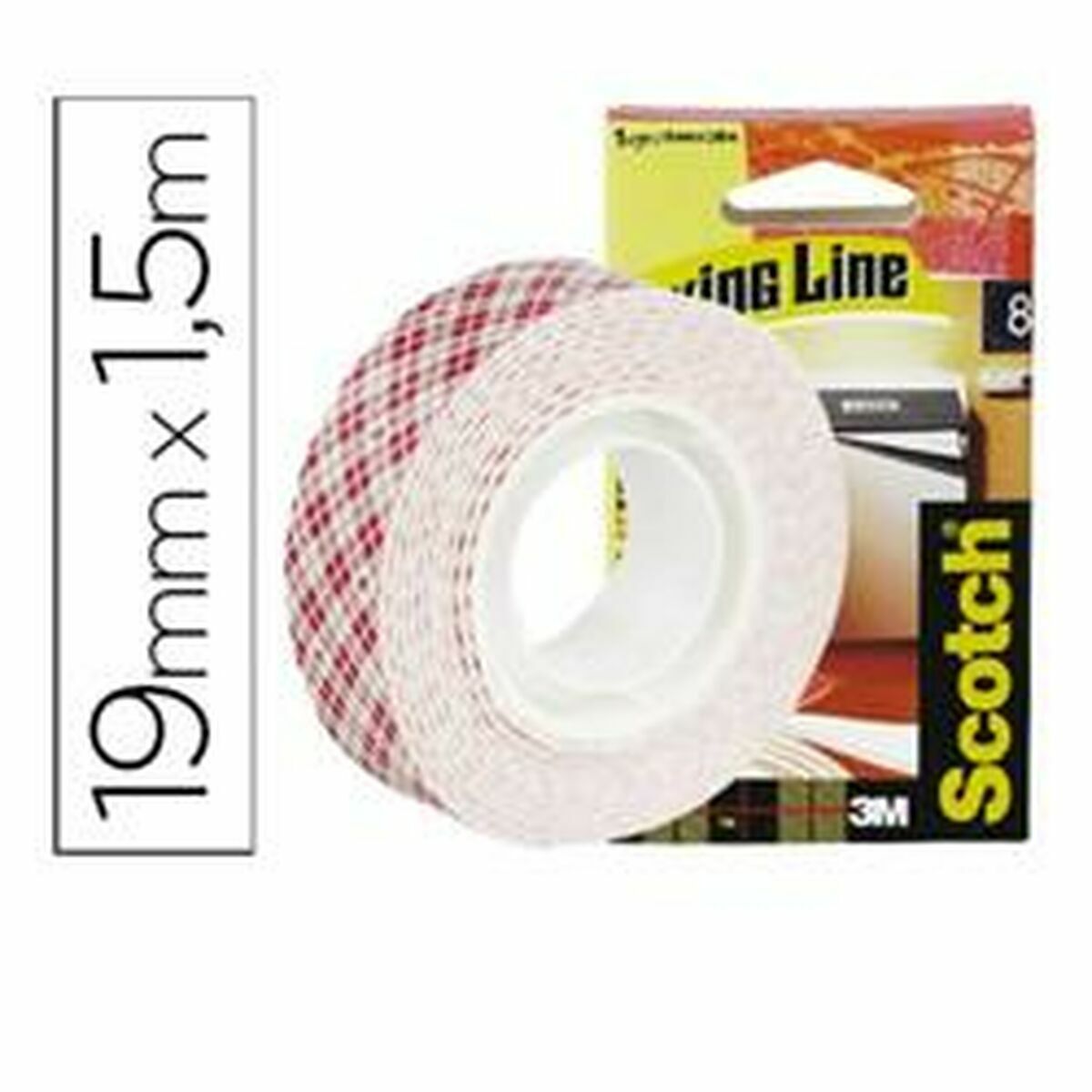 Dubbelsidig Tejp Scotch 19 mm x 1,5 m Svart Röd Grå - 2