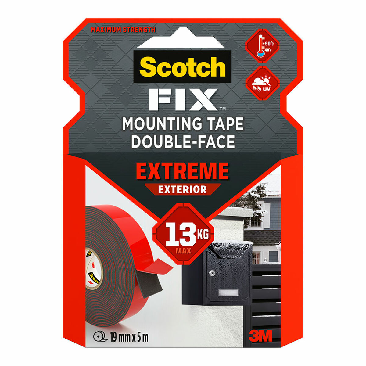 Dubbelsidig Tejp Scotch extreme 19 mm x 5 m Grå - 4