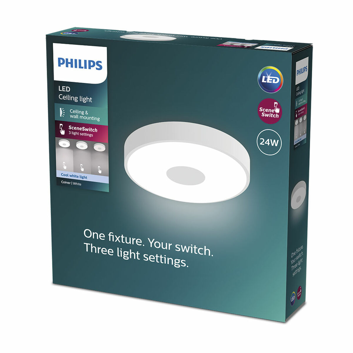 Infälld taklampa med LED Philips coiner 24 W Ø 38,9 x 8 cm Vit Metall (4000 K) - 2