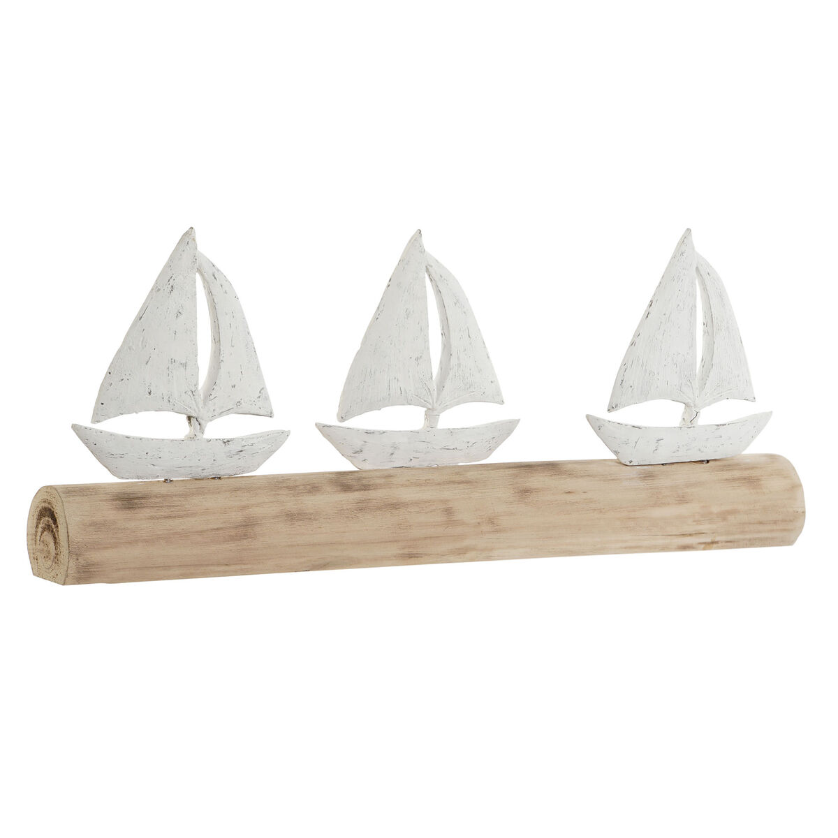 Prydnadsfigur Home ESPRIT Vit Naturell Segelbåtar Medelhavs 62 x 8,5 x 25,5 cm