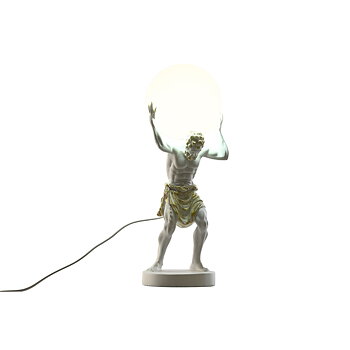 Bordslampa Home ESPRIT Vit Gyllene Harts Plast 220 V 18 x 17 x 44 cm