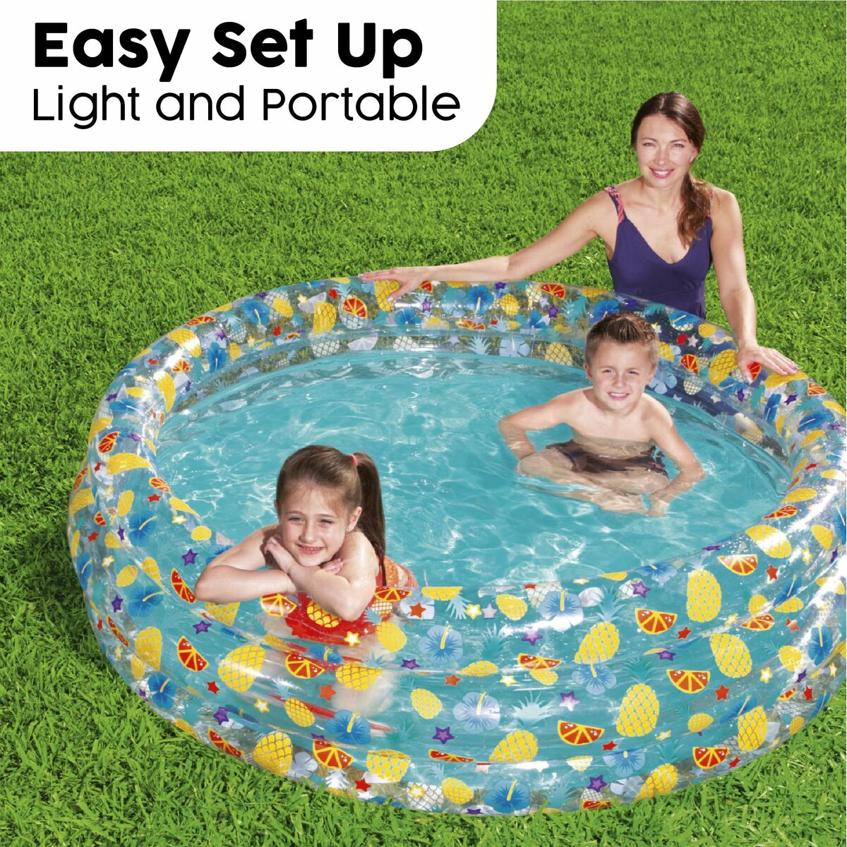 Bestway Uppblåsbar Pool 3 Ringar Transparent Tropisk 170x53 cm +6 År Trädgård 51048 - 8
