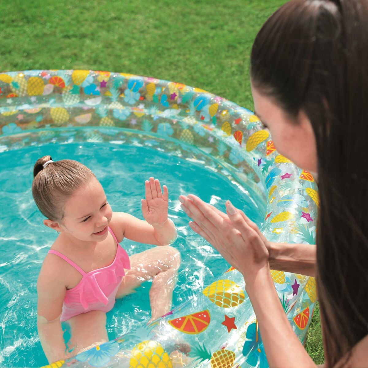 Bestway Uppblåsbar Pool 3 Ringar Transparent Tropisk 170x53 cm +6 År Trädgård 51048 - 6