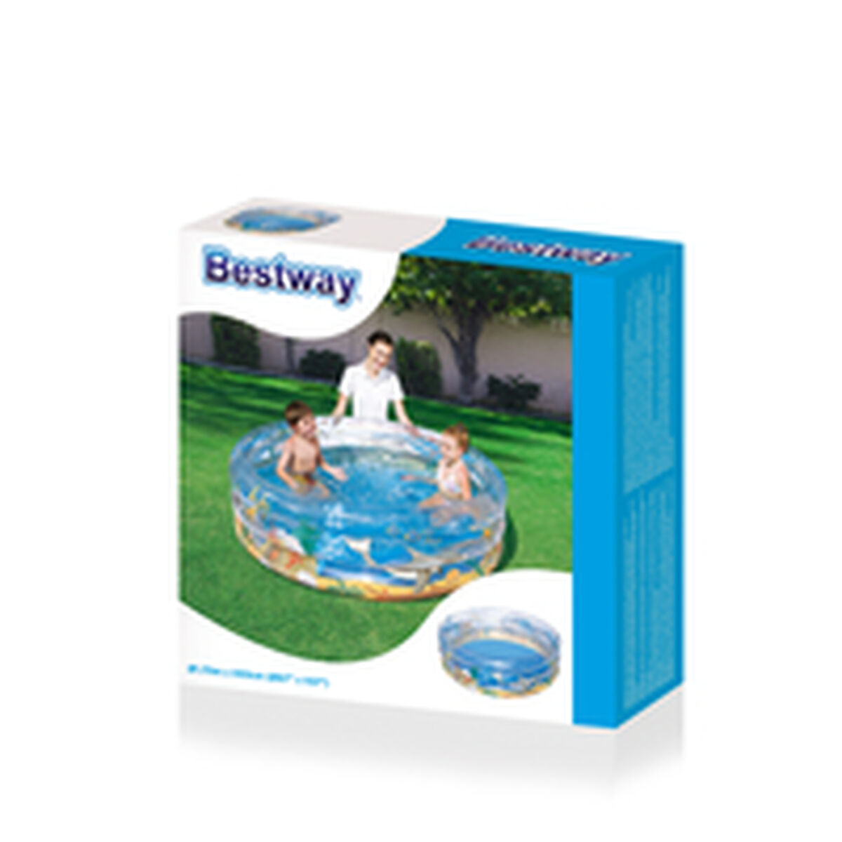 Bestway Uppblåsbar Pool 3 Ringar Transparent Tropisk 170x53 cm +6 År Trädgård 51048 - 7
