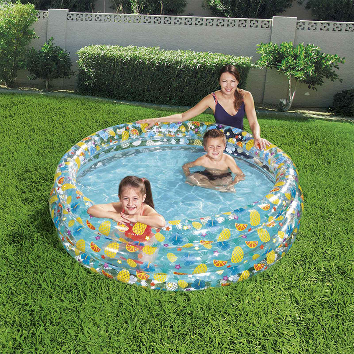 Bestway Uppblåsbar Pool 3 Ringar Transparent Tropisk 170x53 cm +6 År Trädgård 51048 - 3