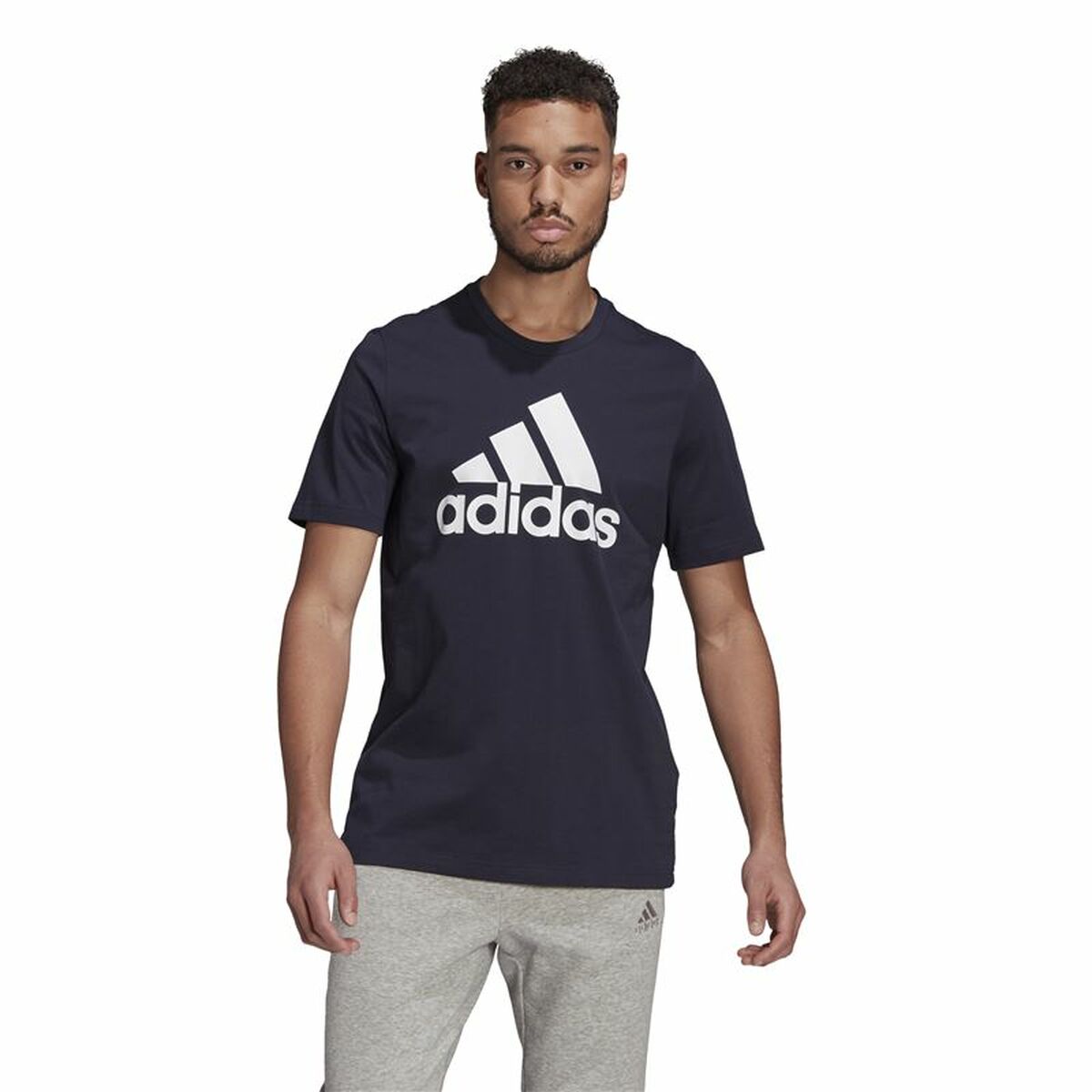 T-shirt med kortärm Herr  Essentials Big Logo  Adidas Legend Ink  Blå - 10