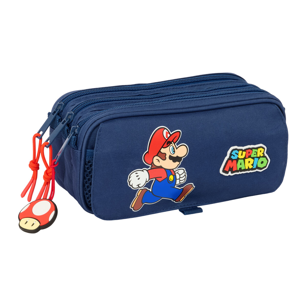 Tredubbel Carry-all Super Mario Trick Röd Mörkblå 21,5 x 10 x 8 cm