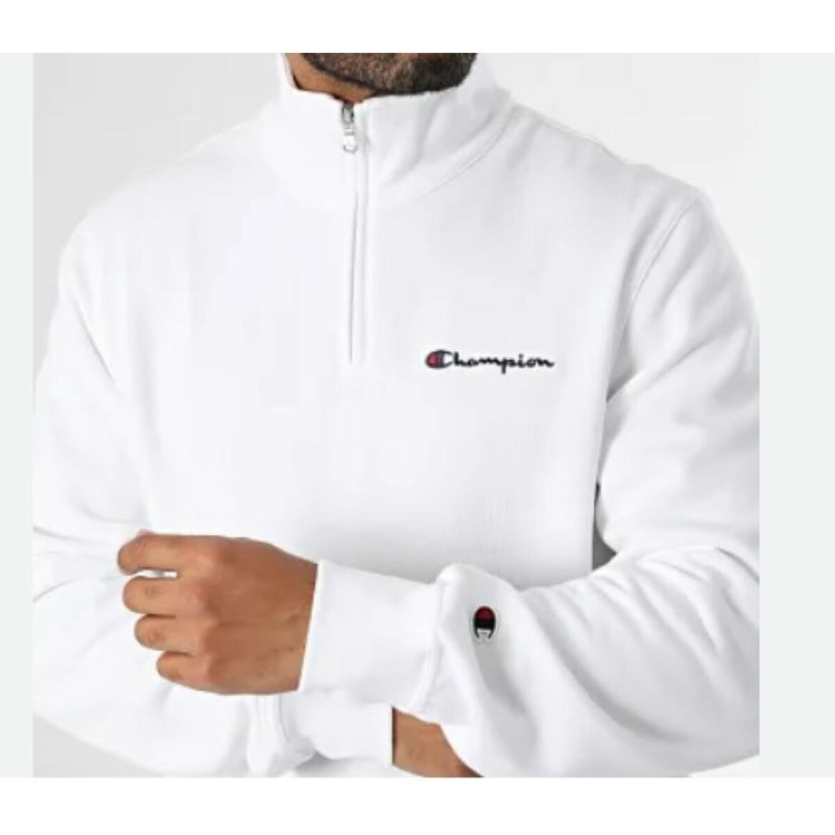 Tröja utan huva Herr Champion HALF ZIP SWEATSHIRT 220263 WHT Vit - 2