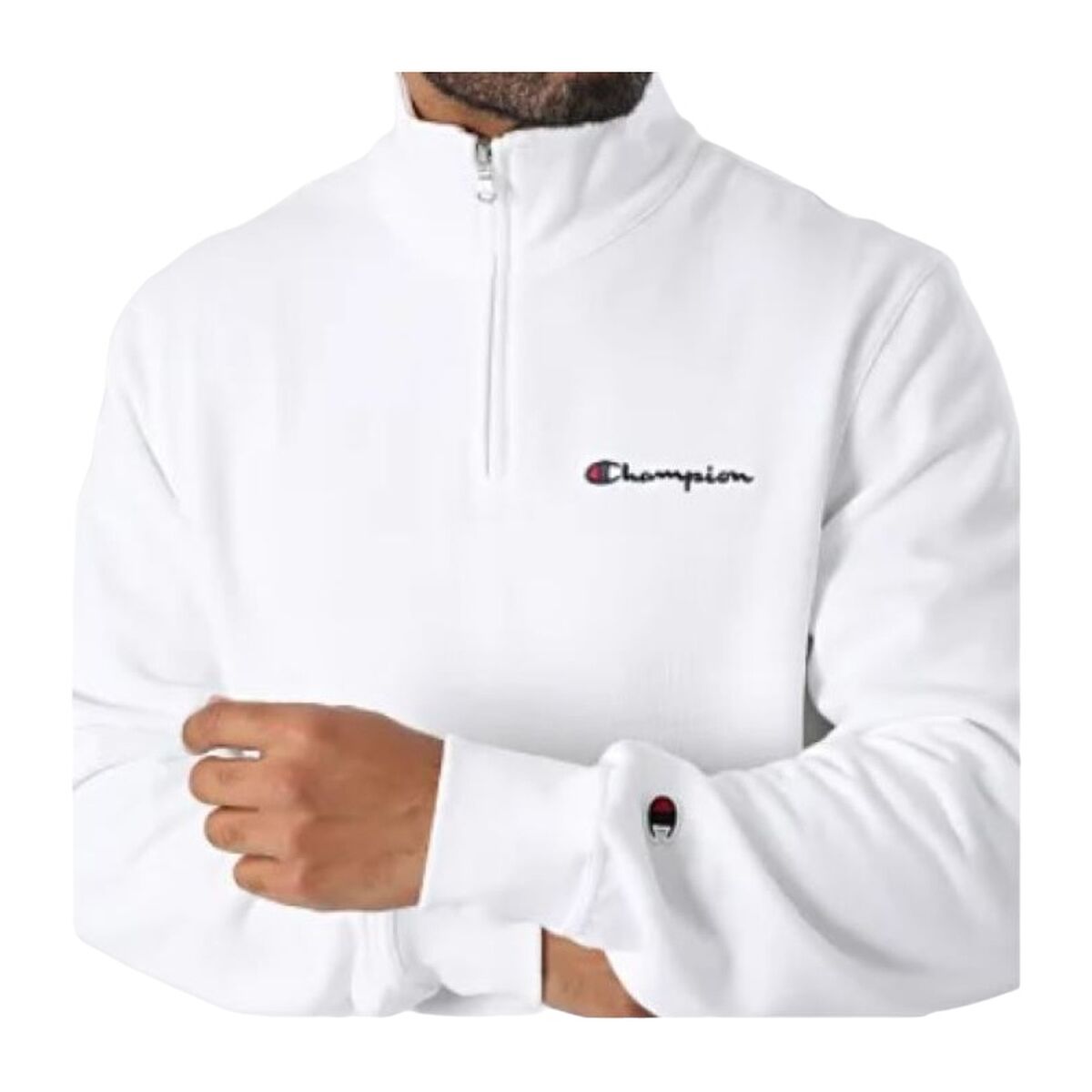 Tröja utan huva Herr Champion HALF ZIP SWEATSHIRT 220263 WHT Vit