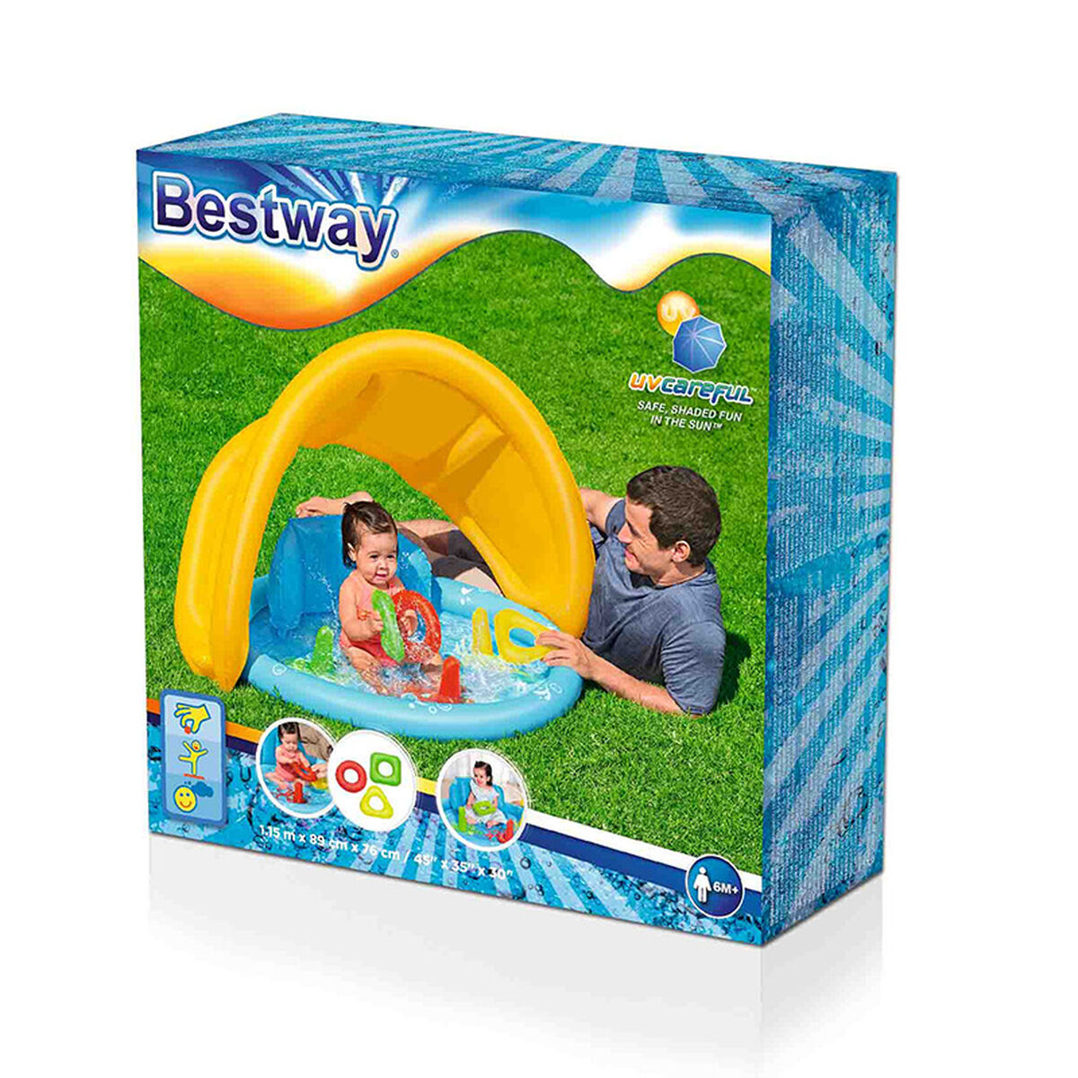 Bestway Barns Uppblåsbara Lärandebassäng med Avtagbart Tak 115x89x76 cm +6 Månader Trädgård 52568 - 2
